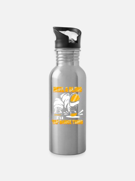 Stepptanz Stepptänzer Stepptänzerin Stepper - Trinkflasche mit integriertem Trinkhalm - Lightsilver