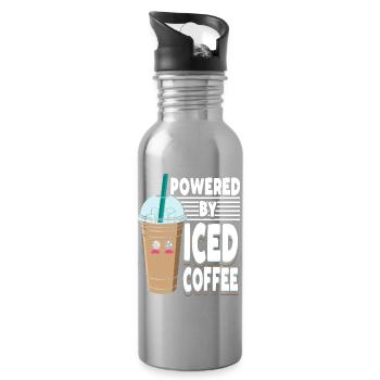 Graphique pastel de café glacé Kawaii mignon - Gourde avec paille intégrée - argent clair - Droite
