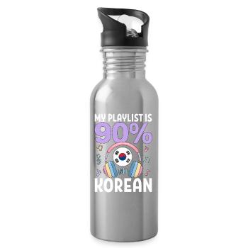 My Playlist Is 90 Percent Korean - Water bottle with straw - silver - Right