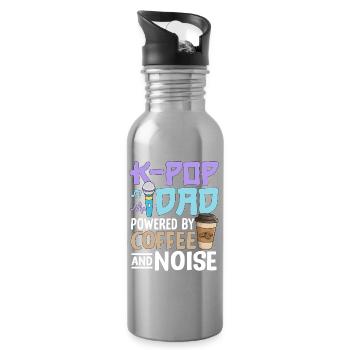 K Pop Dad Powered By Coffee And Noise - Water bottle with straw - silver - Right