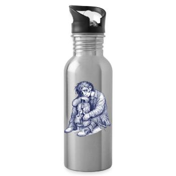 Melancholic Violin Sketch - Water bottle with straw - silver - Right