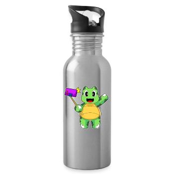 Schildkröte Smartphone - Trinkflasche mit integriertem Trinkhalm - Lightsilver - Rechts