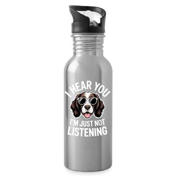 English Springer Spaniel Sprüche Hunde Geschenk - Trinkflasche mit integriertem Trinkhalm - Lightsilver - Rechts