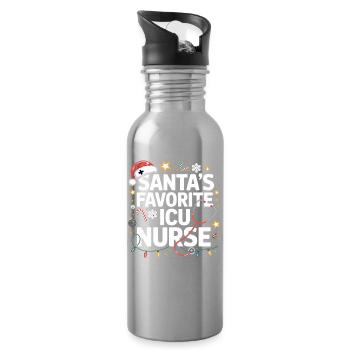 Santa ICU Nursing Heroine - Water bottle with straw - silver - Right