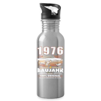 50th Birthday Gift Vintage Car 1976 - Water bottle with straw - silver - Right
