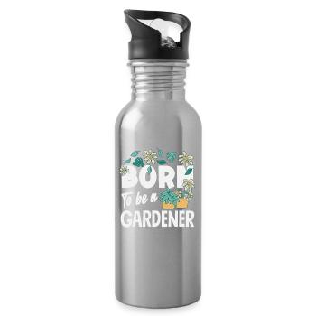 Born To Be A Gardener Pflanzenliebhaber Home - Trinkflasche mit integriertem Trinkhalm - Lightsilver - Rechts