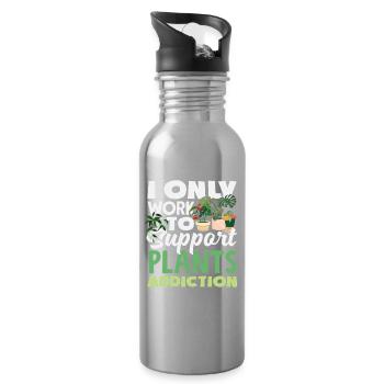 Travailler pour soutenir mon addiction aux plantes - Gourde avec paille intégrée - argent clair - Droite