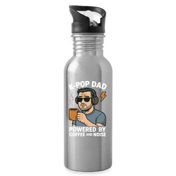 K Pop Dad Powered By Coffee And Noise - Trinkflasche mit integriertem Trinkhalm - Lightsilver - Rechts