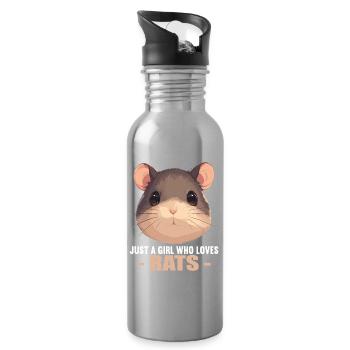 Ratten Ratte - Trinkflasche mit integriertem Trinkhalm - Lightsilver - Rechts