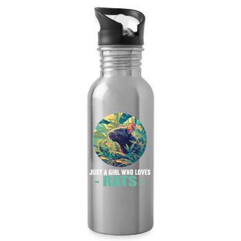 Ratten Ratte - Trinkflasche mit integriertem Trinkhalm - Lightsilver - Rechts