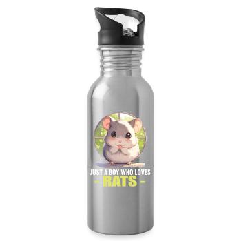 Ratten Ratte - Trinkflasche mit integriertem Trinkhalm - Lightsilver - Rechts