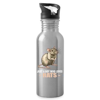 Ratten Ratte - Trinkflasche mit integriertem Trinkhalm - Lightsilver - Rechts