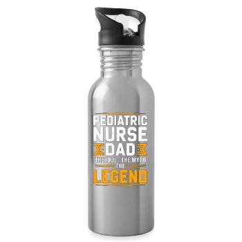 Pediatric Nurse Dad The Idol The Myth Kids Nurse - Water bottle with straw - silver - Right