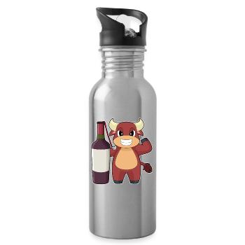 Taurus Bottle of Red Wine - Water bottle with straw - silver - Right