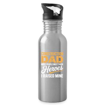 Construction Dad Most People Meet Their Heroes - Water bottle with straw - silver - Right