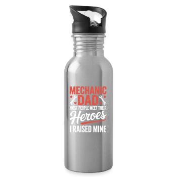 Mechanic Dad I Raised Mine Heroes Saying - Water bottle with straw - silver - Right
