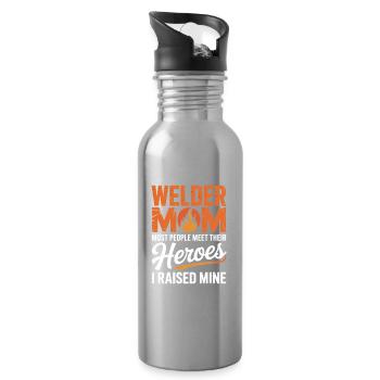 Welder Mom I Raised Mine Schweißerhelden - Trinkflasche mit integriertem Trinkhalm - Lightsilver - Rechts
