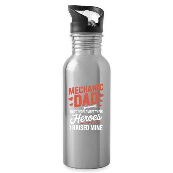 Mechanic Dad Heroes I Raised Mine Papa - Water bottle with straw - silver - Right