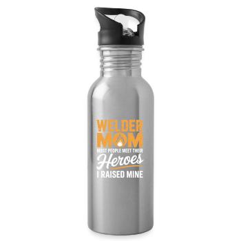 Welder Mom I Raised My Welding Hero - Trinkflasche mit integriertem Trinkhalm - Lightsilver - Rechts