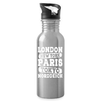 Vacances à la mer du Nord LONDRES NEW YORK PARIS TOKYO - Gourde avec paille intégrée - argent clair - Droite