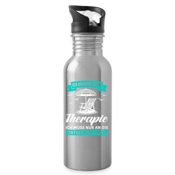 Poel DOES NOT NEED THERAPY, HAS TO GO TO THE BALTIC SEA - Water bottle with straw - silver - Right