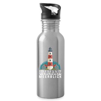 Ostsee Urlaub UMMANZ MEERBLICK Lustiges - Trinkflasche mit integriertem Trinkhalm - Lightsilver - Rechts