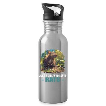 Ratten Ratte - Trinkflasche mit integriertem Trinkhalm - Lightsilver - Rechts