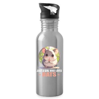 Ratten Ratte - Trinkflasche mit integriertem Trinkhalm - Lightsilver - Rechts