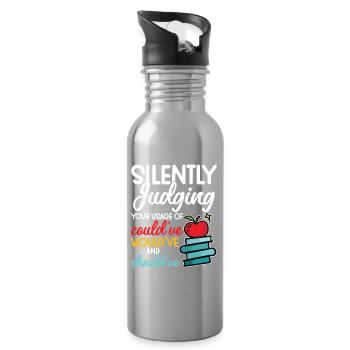 ELA-Lehrerin 1. Schultag Englisch - Trinkflasche mit integriertem Trinkhalm - Lightsilver - Rechts