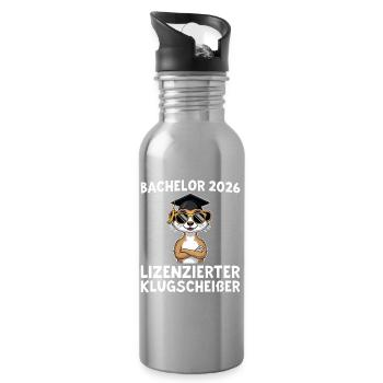 Idée cadeau pour le titre de licence 2026 - Gourde avec paille intégrée - argent clair - Droite
