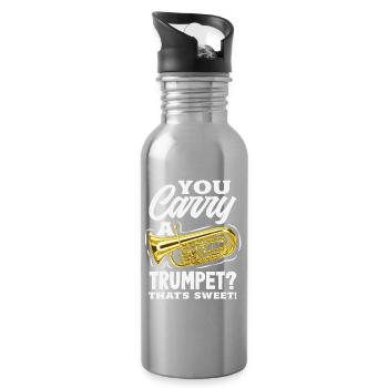 Vintage Euphonium Player - Water bottle with straw - silver - Right