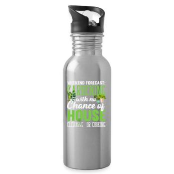 Weekend Forecast Plant Lovers Gardeners - Water bottle with straw - silver - Right