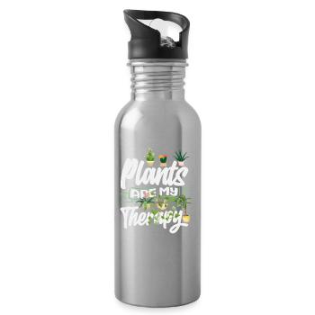 Pflanzen Sind Meine Therapie Lustige Gartenarbeit - Trinkflasche mit integriertem Trinkhalm - Lightsilver - Rechts