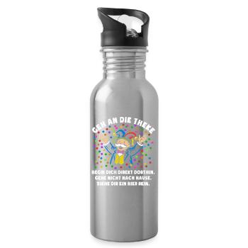 Jubel | Konfetti | Geh an die Theke | Kostüm - Trinkflasche mit integriertem Trinkhalm - Lightsilver - Rechts