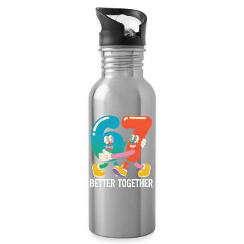 Sechs und Sieben: Besser zusammen - Trinkflasche mit integriertem Trinkhalm - Lightsilver - Rechts
