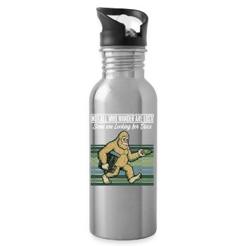 Disc Golf Nicht alle, die umherwandern, sind verloren - Trinkflasche mit integriertem Trinkhalm - Lightsilver - Rechts