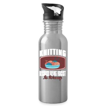 Knitting for Kindness and Equality Yarn Humor - Trinkflasche mit integriertem Trinkhalm - Lightsilver - Rechts