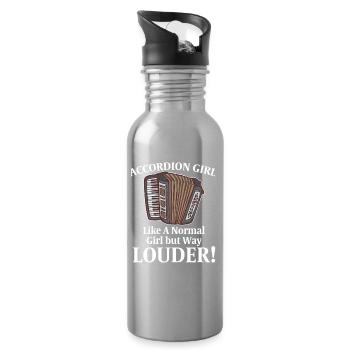 Akkordeonmädchen wie ein normales Mädchen, aber viel lauter - Trinkflasche mit integriertem Trinkhalm - Lightsilver - Rechts
