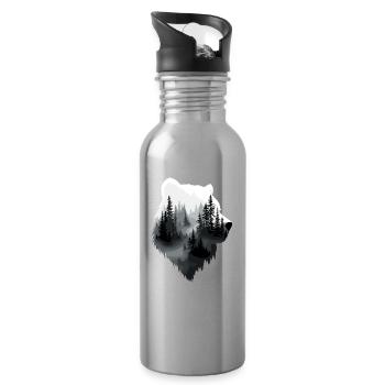 Ours, Forêt, Nature, Nature sauvage, Animaux, Œuvres d’ours - Gourde avec paille intégrée - argent clair - Droite