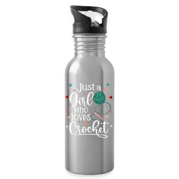 Just a Girl Who Loves Crochet - Trinkflasche mit integriertem Trinkhalm - Lightsilver - Rechts