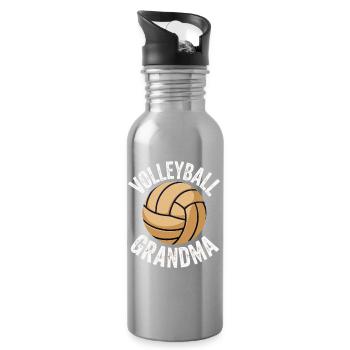 Volleyball Grandma – Stolze Oma - Trinkflasche mit integriertem Trinkhalm - Lightsilver - Rechts