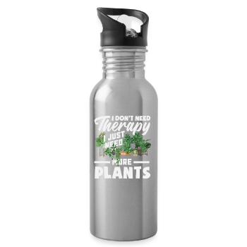 Ich Brauche Mehr Pflanzen Pflanzenliebhaber - Trinkflasche mit integriertem Trinkhalm - Lightsilver - Rechts