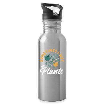 Je mouille mes plantes amoureuse des plantes - Gourde avec paille intégrée - argent clair - Droite