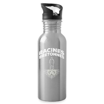 Brittany Breton Roots Triskell Identity - Water bottle with straw - silver - Right