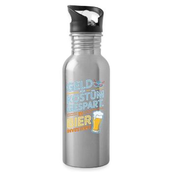 Carnival Money Saved for Costume Beer Booze Party - Water bottle with straw - silver - Right