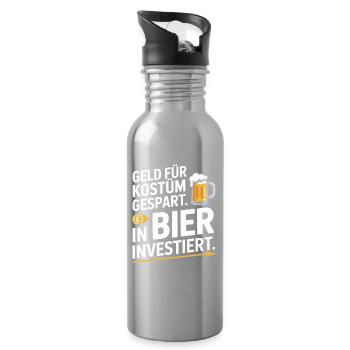 Carnival Money Saved for Costume Beer Booze Party - Water bottle with straw - silver - Right