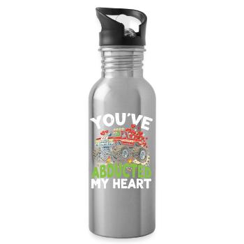 Abducted Heart Monster Truck - Water bottle with straw - silver - Right