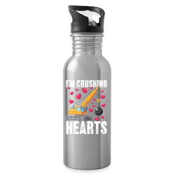 Herzzerquetschender Kranich - Trinkflasche mit integriertem Trinkhalm - Lightsilver - Rechts