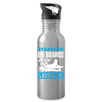 Surfing Surfboarder Bodyboarder - Water bottle with straw - silver - Right