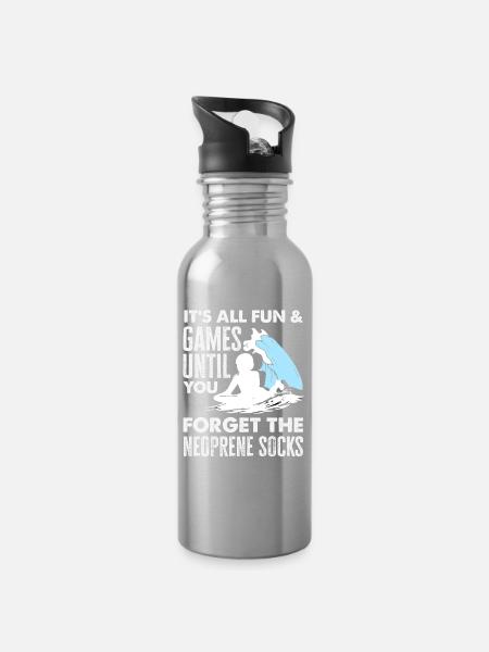 Surfen Surfboarder Bodyboarder - Trinkflasche mit integriertem Trinkhalm - Lightsilver